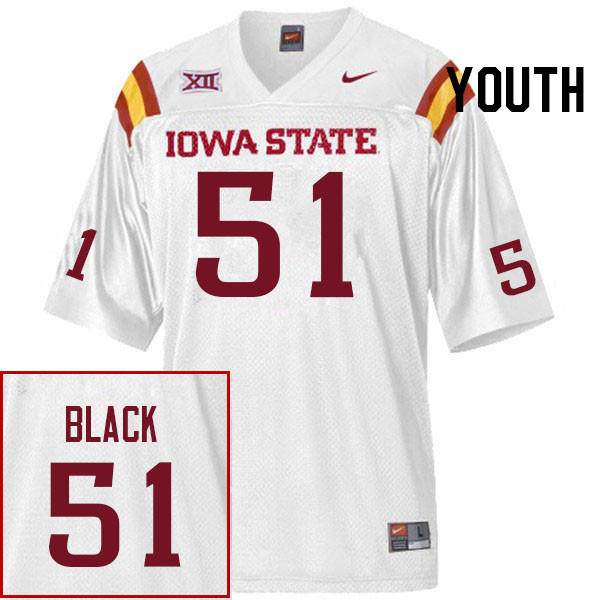 Youth #51 Brendan Black Iowa State Cyclones College Football Jerseys Stitched Sale-White